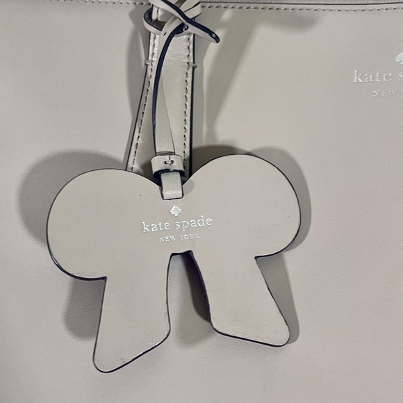 SOLD Kate Spade New York Cassy XL Leather Shopper Bow Tie Fab Lavender Gray Tote - Picture 4 of 15